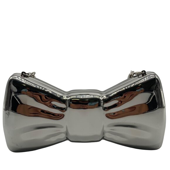 Aqua Metallic Bow Crossbody Bag - Picture 1 of 11